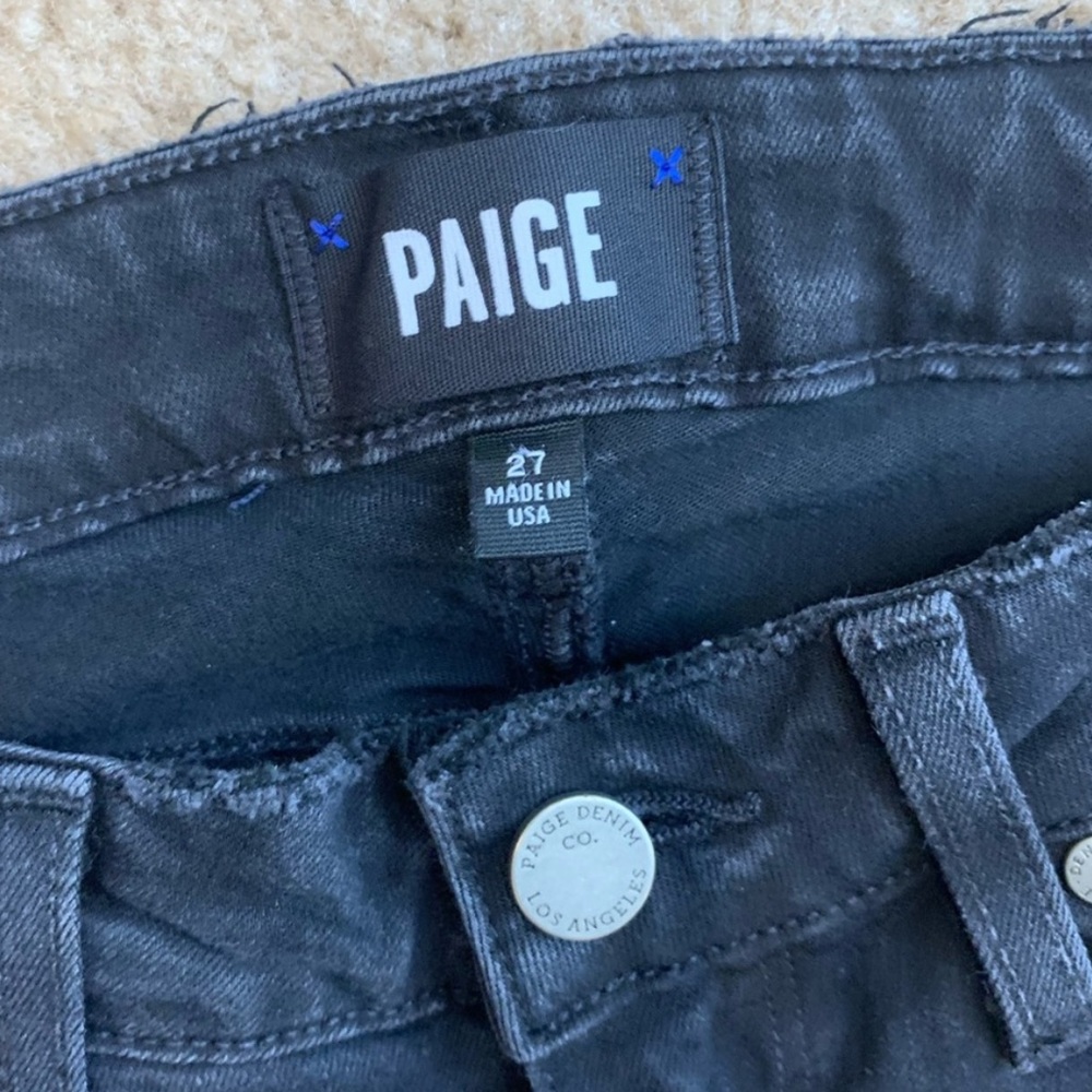 PAIGE verdugo ankle raw hem distressed black jeans - Picture 2 of 8